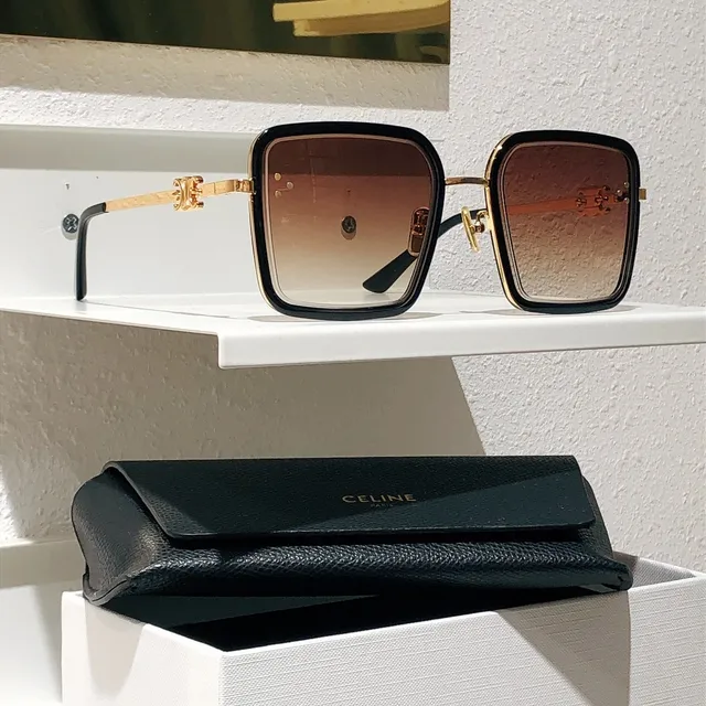 Celine Ava أسود فضي مربع كبير إطار إسيتات ريم نظارات بصرية 9