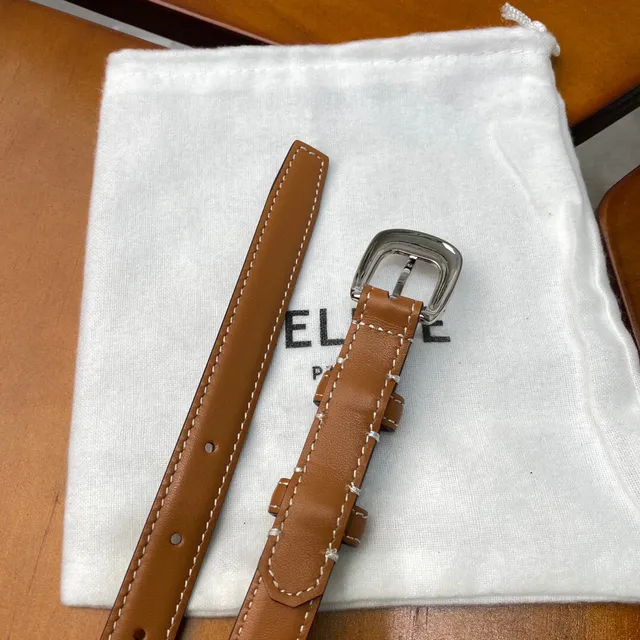 Celine Black Gold Slim Buckle Leather Belt 8