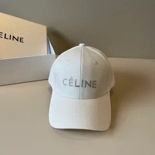 Celine क्रिस्टल लोगो ऑफ-व्हाइट बेसबॉल कैप