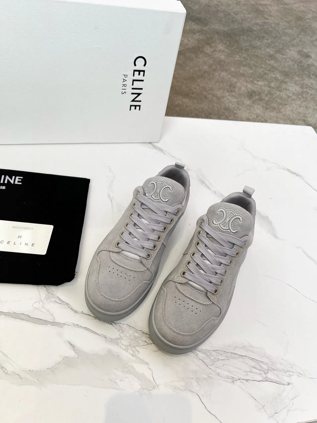 Celine CT-01 ধূসর সুয়েড লাইফস্টাইল স্নিকার 8