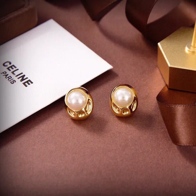 Celine Boucles d'Oreilles Perles Ovales Dorées 5
