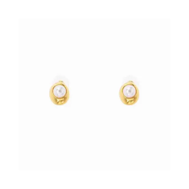 Celine Boucles d'Oreilles Perles Ovales Dorées 7
