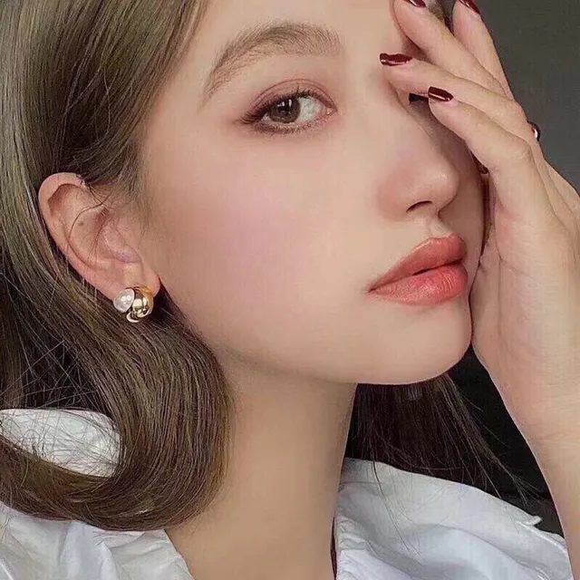 Celine Boucles d'Oreilles Perles Ovales Dorées 8