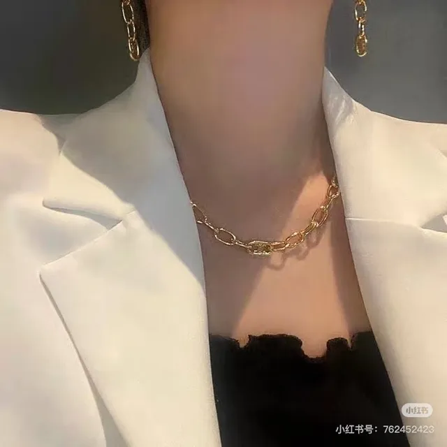 Celine Triomphe Gold-Tone Oval Link Necklace 2