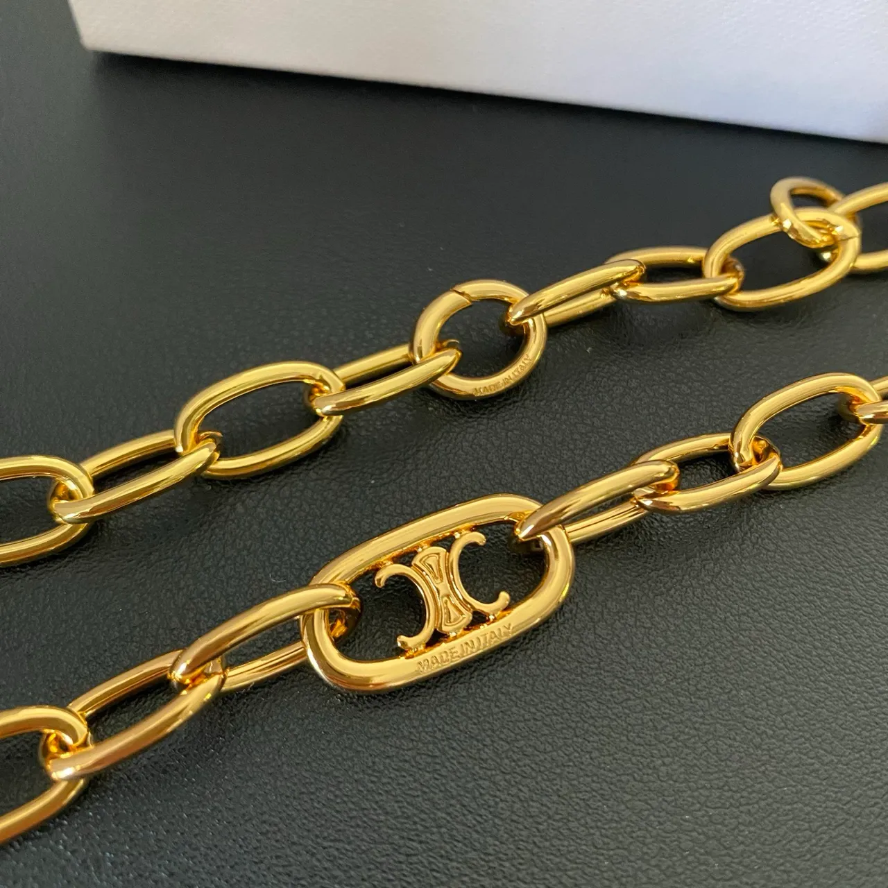 Celine Triomphe Gold-Tone Oval Link Necklace 5