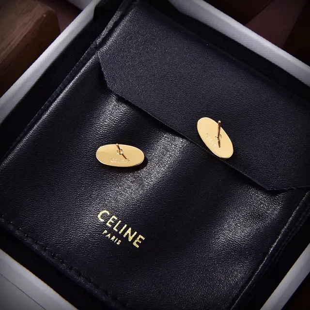 Celine Triomphe Oval Pavé Crystal Monogram Stud Earrings 4