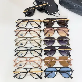 Chanel Aviator أسود ذهبي سيليويت دوبل بريدج نظارات شمسية