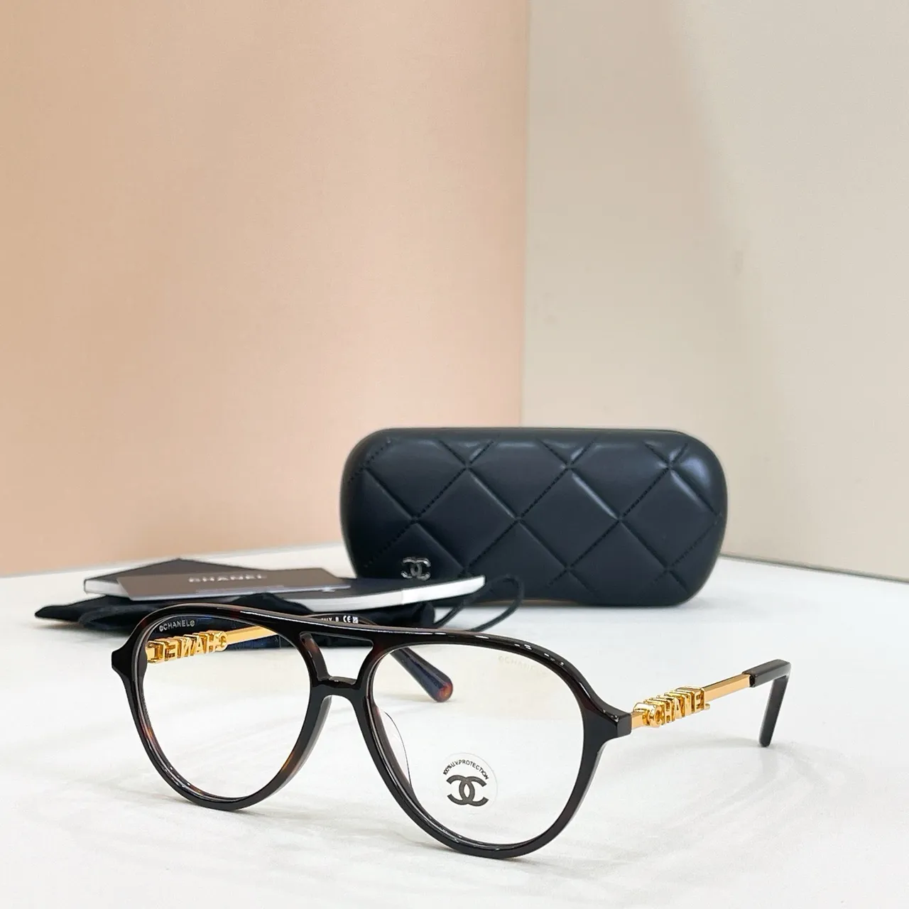 Chanel Aviator Noir Or Silhouette Double Pont Lunettes de Soleil 3