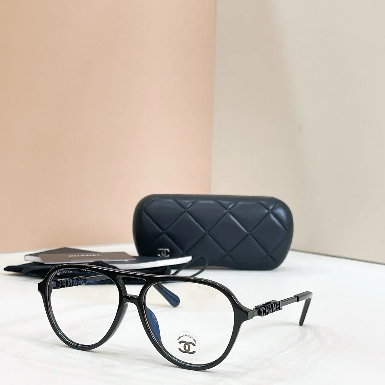 Chanel Aviator Noir Or Silhouette Double Pont Lunettes de Soleil 4