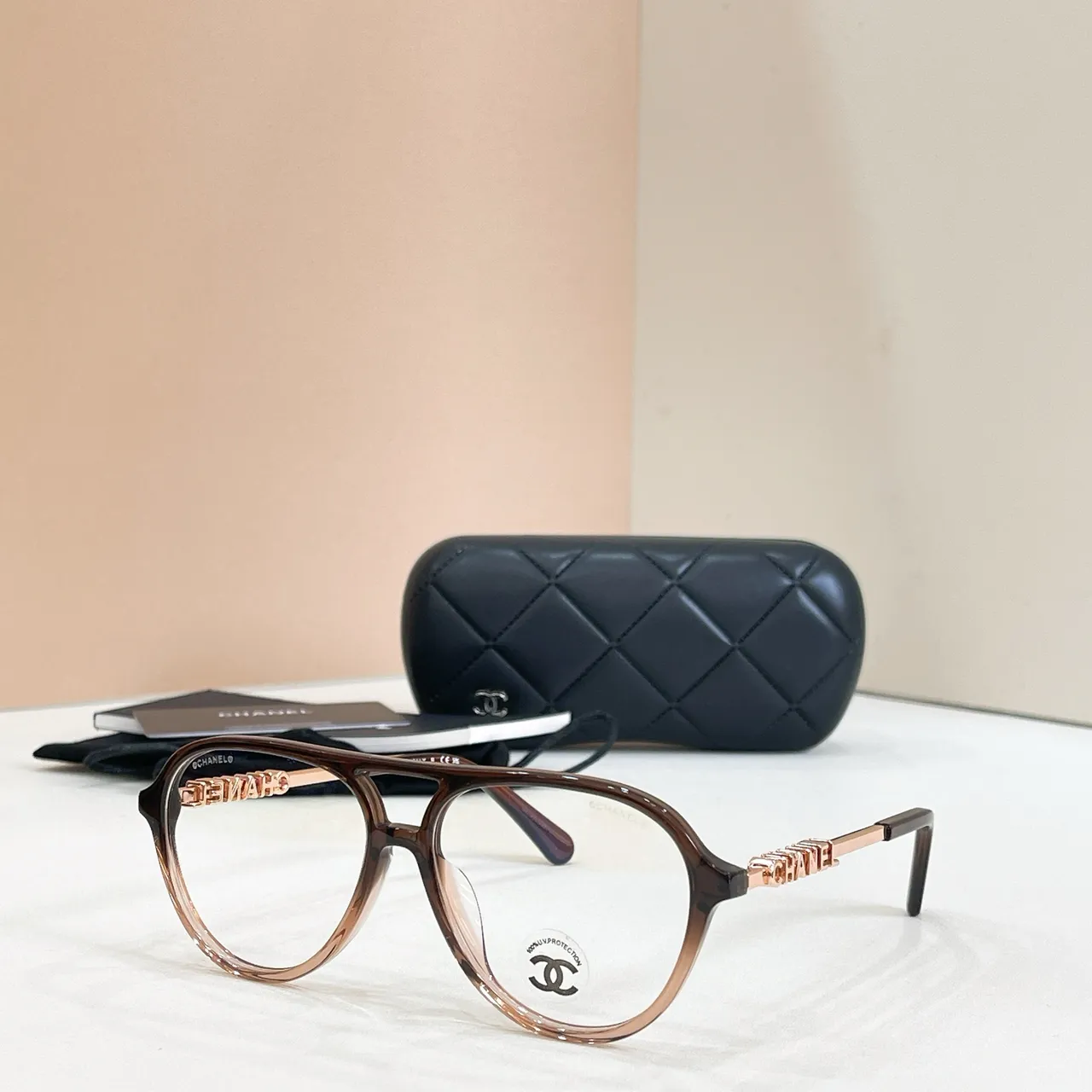 Chanel Aviator Noir Or Silhouette Double Pont Lunettes de Soleil 5