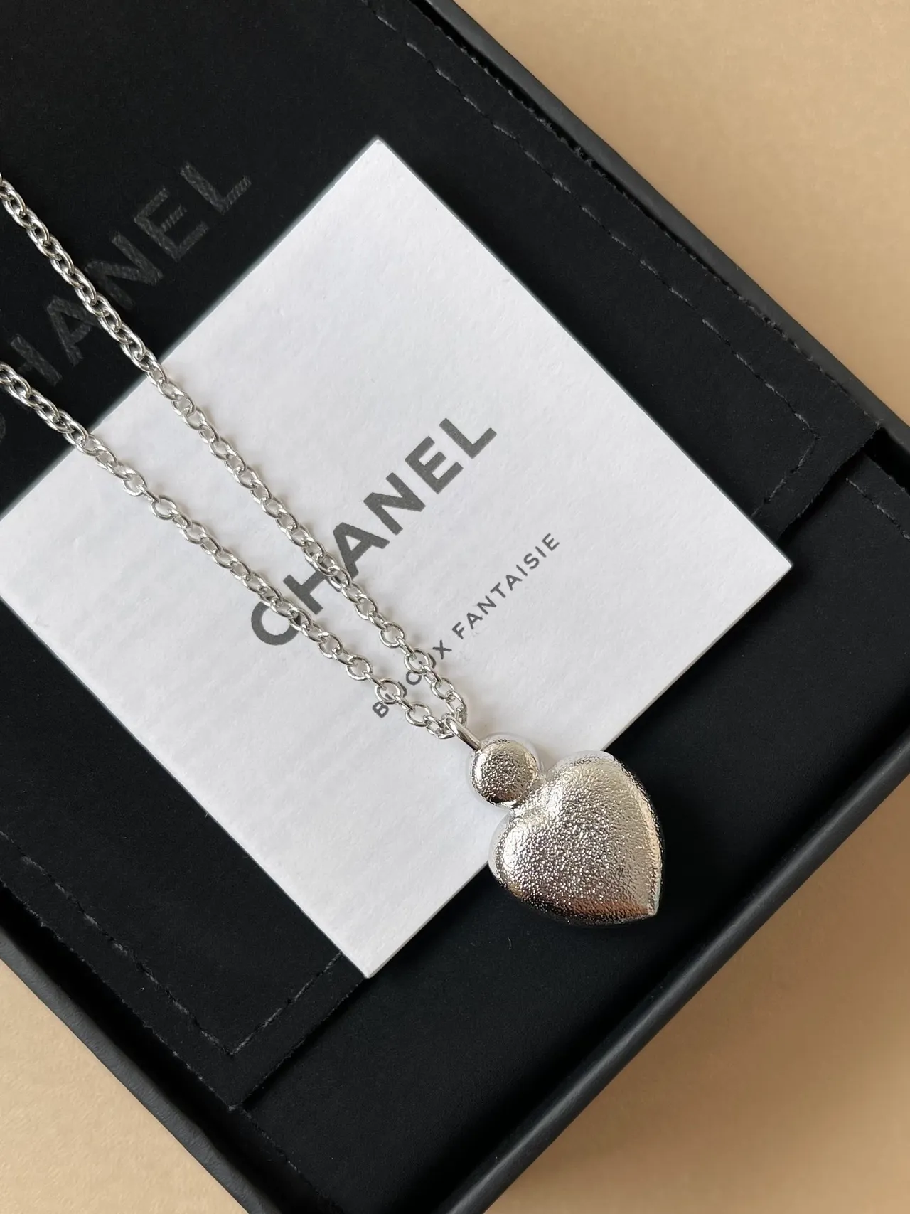 Chanel Blue Silver Heart-Shaped Pendant Enamel Finish Necklace 5
