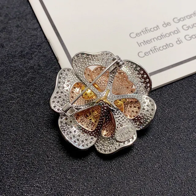Chanel Camellia Pave Crystal and Two-Tone Metal Brooch 6