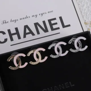 Chanel CC Logo أقراط إنل وردي ثنائي اللون