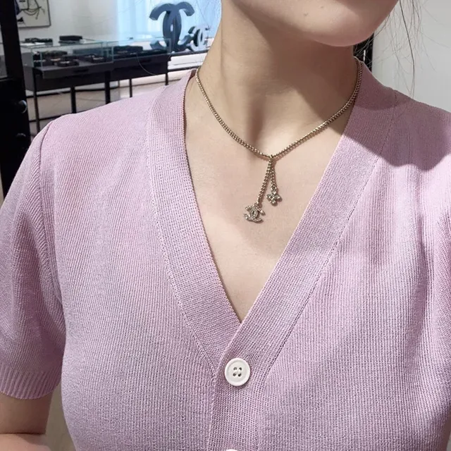 Collier Chanel CC Ribbon Chain Noir et Or 6