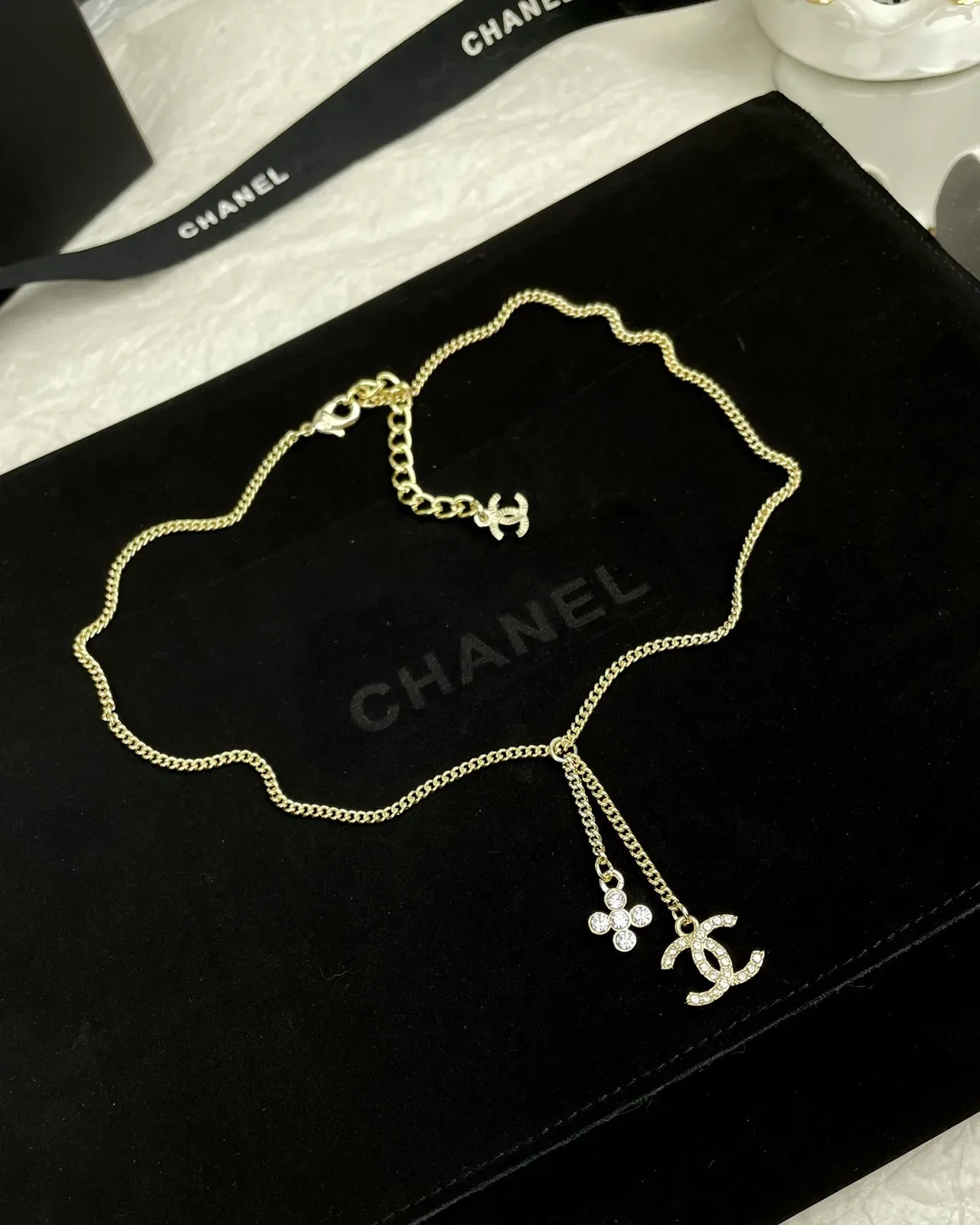 Collier Chanel CC Ribbon Chain Noir et Or 7