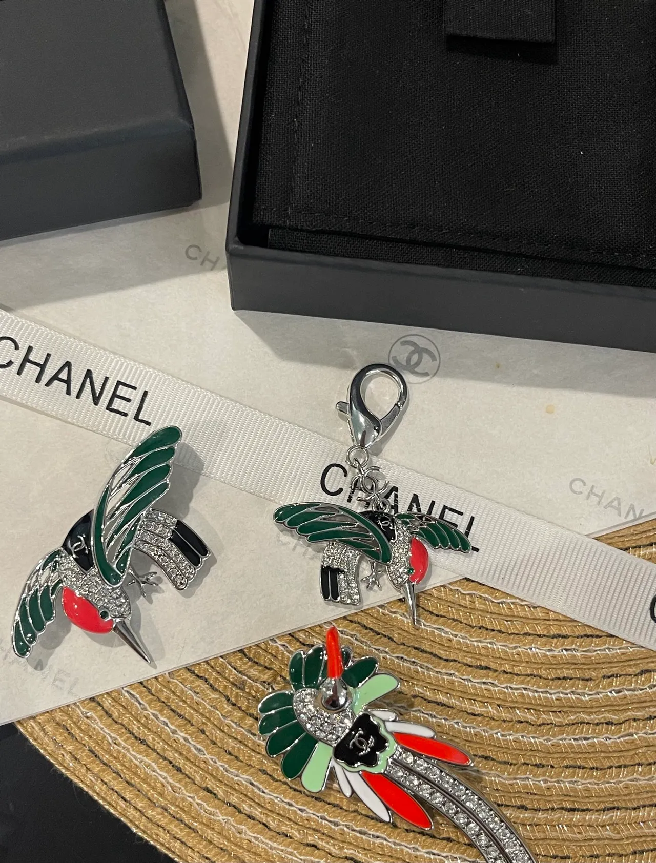Chanel Hummingbird Enamel and Crystal Brooch 6