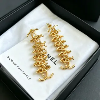 Chanel متشابك CC سلسلة تنزلق أقراط