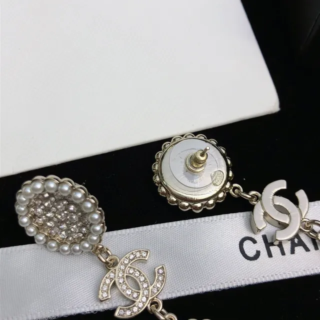 Chanel Pearl and Crystal Double-Drop Earrings 5