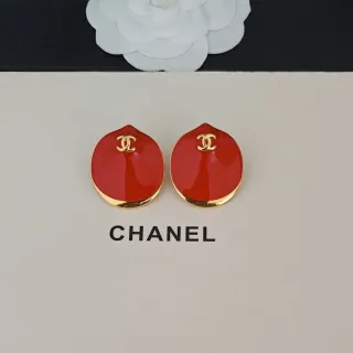 Chanel boucles d'oreilles émail rouge logo CC stud