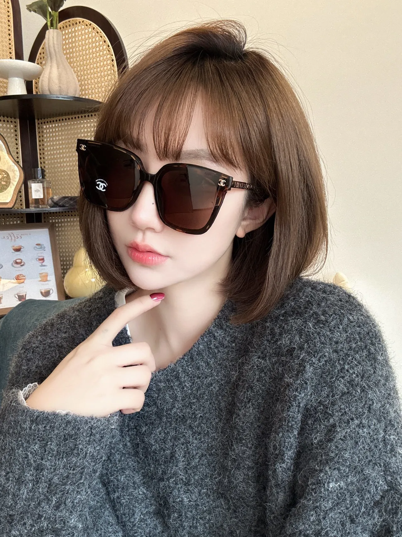 Chanel Square Frame White Acetate CC Logo Sunglasses 8