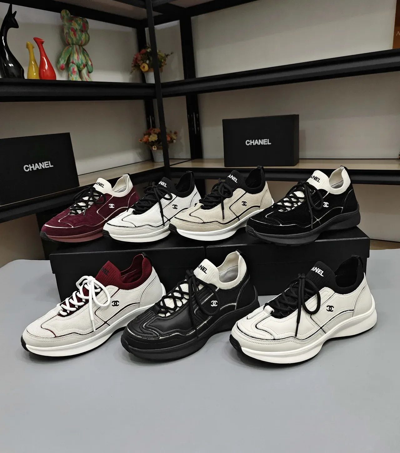 Chanel White and Black Contrast Stitching Lifestyle Sneakers 2