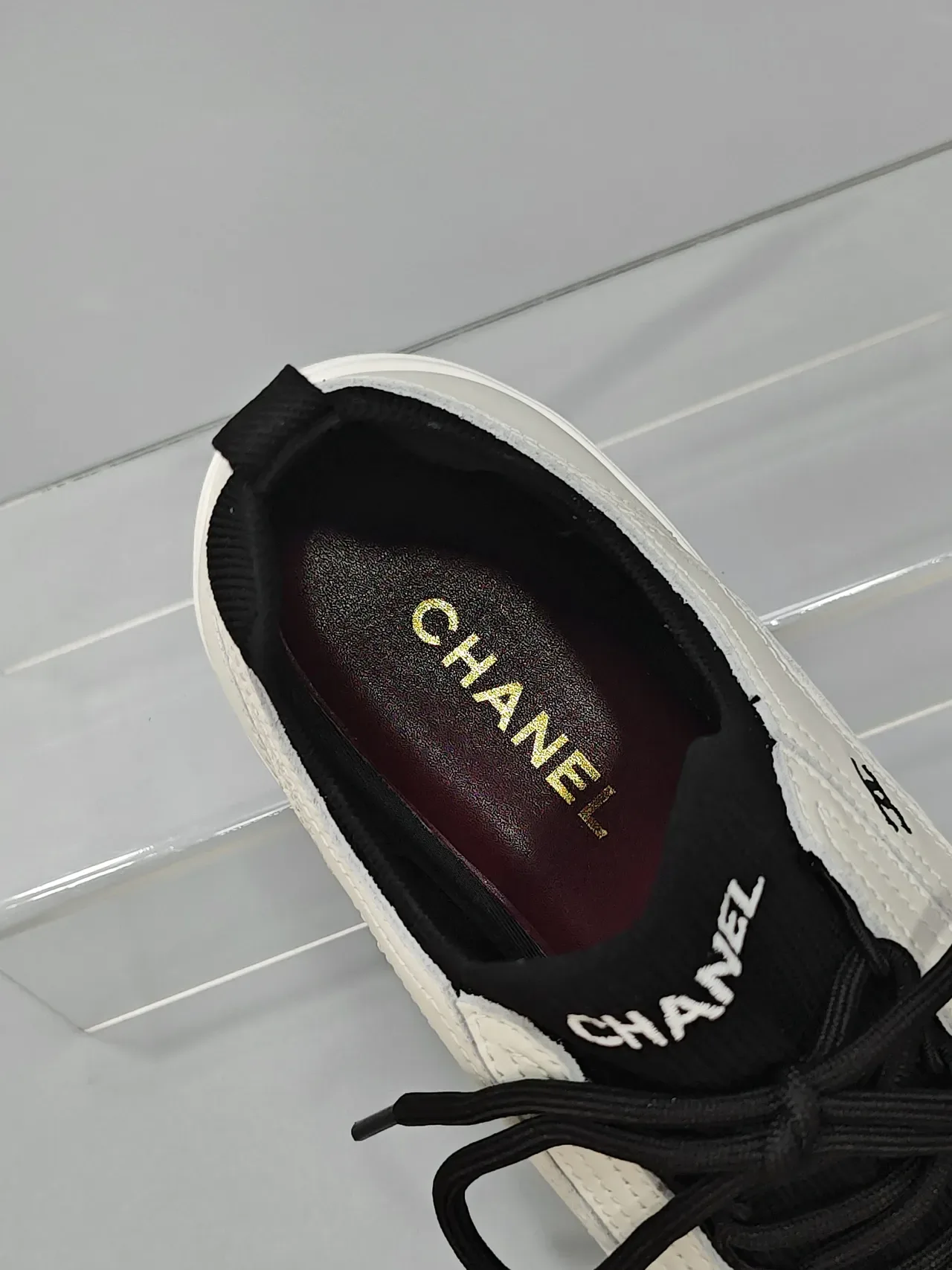 Chanel White and Black Contrast Stitching Lifestyle Sneakers 3