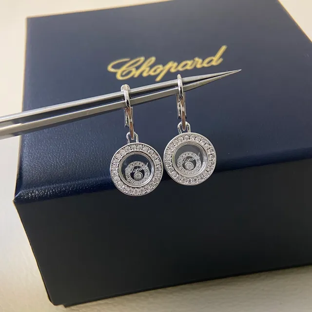 Chopard Happy Diamonds 旋转圆盘 Pavé 晶耳环 5