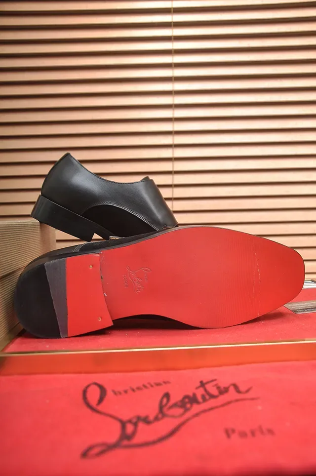 Christian Louboutin काली लाल दो पट्टियों कैप टू मॉन्क जूते 3
