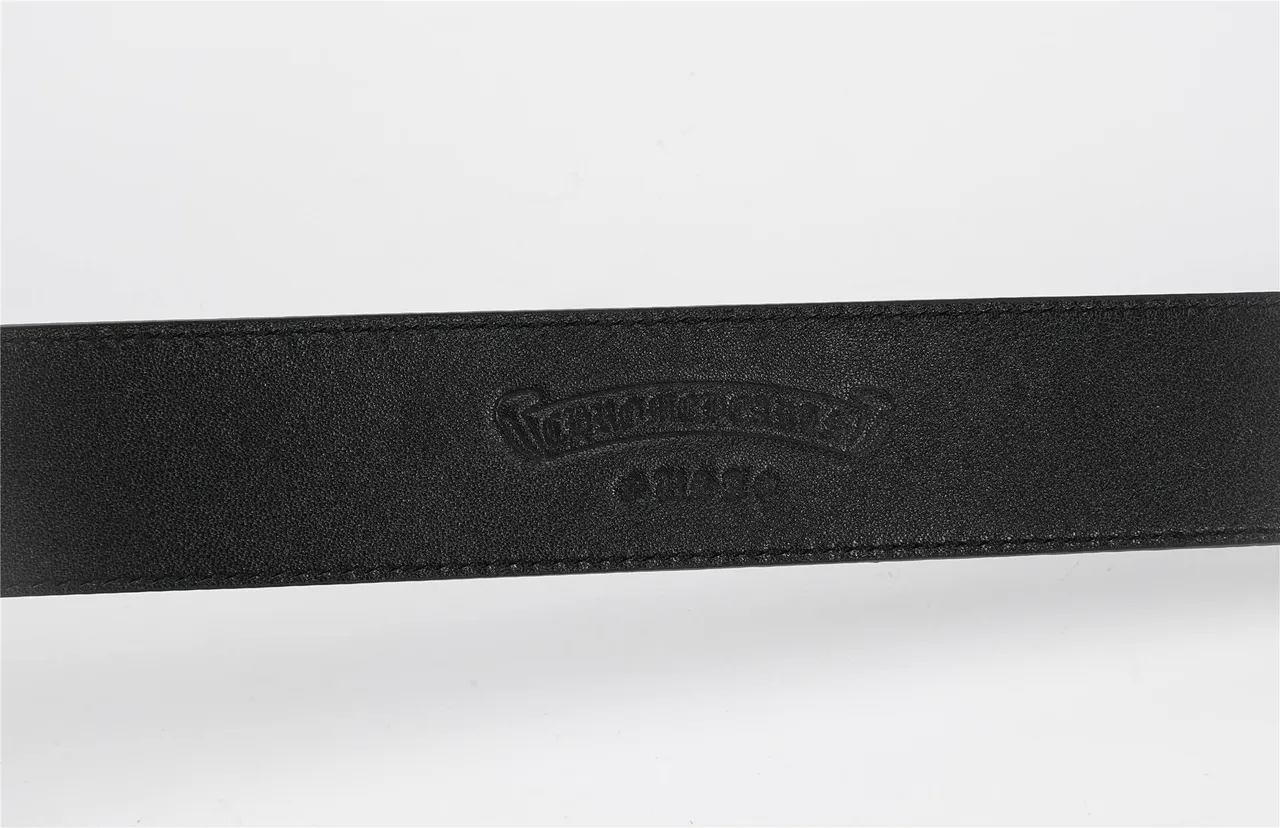 Chrome Hearts কালো সিলভার সজ্জিত ব্যারোক-প্রেরিত ধাতু বাকল পেবল্ড লেদার বেল্ট 7