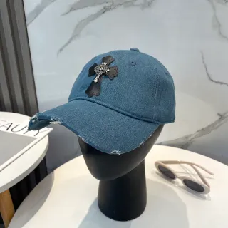 Chrome Hearts 十字交叉贴花破损牛仔棒球帽