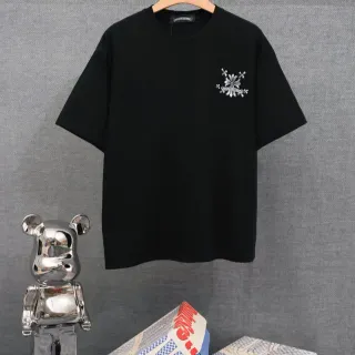 Chrome Hearts Cross Flower Embroidered Black T-Shirt
