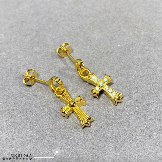 Collier de Chrome Hearts Cross en métal doré et argenté avec cristaux Pavé-Set 2