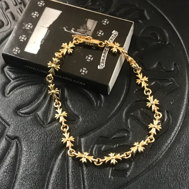 Chrome Hearts Cross Link Gold-Tone Chain Bracelet 3