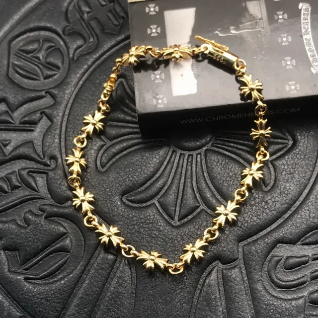 Chrome Hearts Cross Link Gold-Tone Chain Bracelet 4