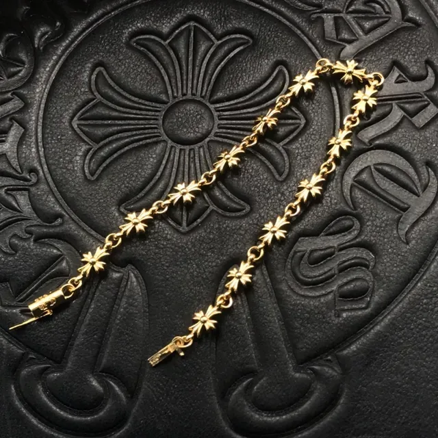Chrome Hearts Cross Link Gold-Tone Chain Bracelet 5