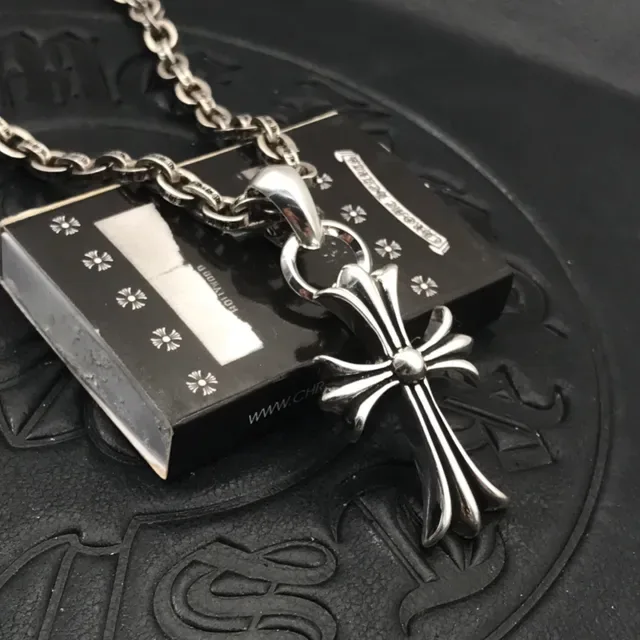 Chrome Hearts Fleur de Lis Cross Polished Silver-Tone Necklace 7