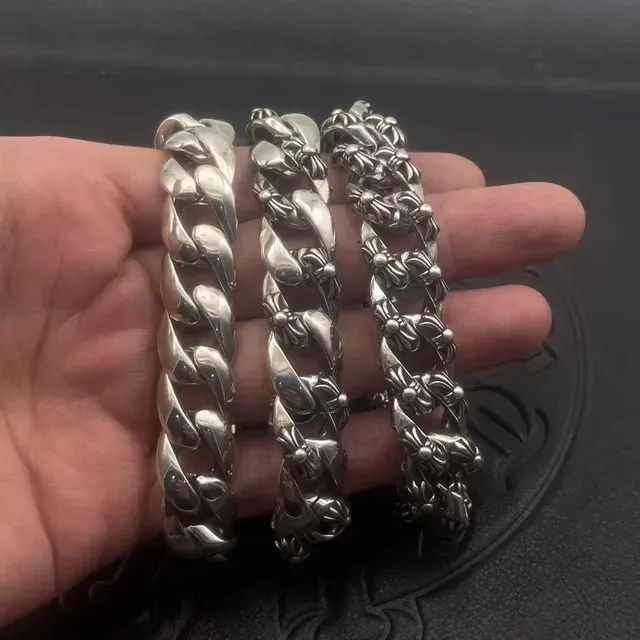 क्रोम हार्ट्स फ्लोरल चेन सिल्वर ब्रेसलेट 7