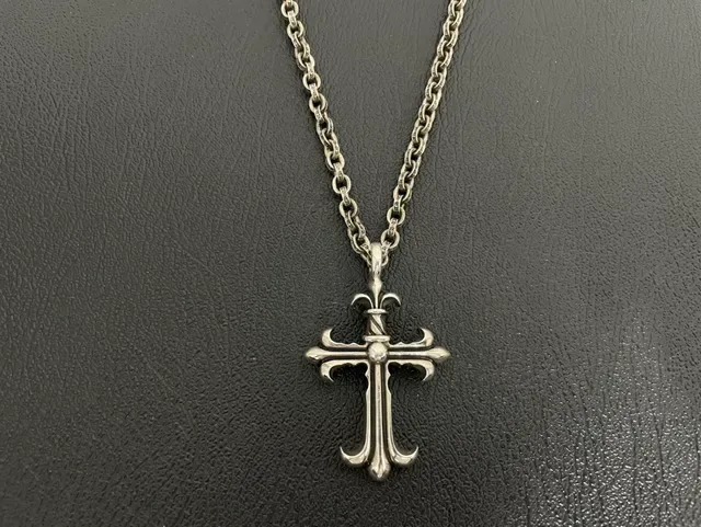 Chrome Hearts Gothic Cross Bezel-Set Pendant Necklace 2