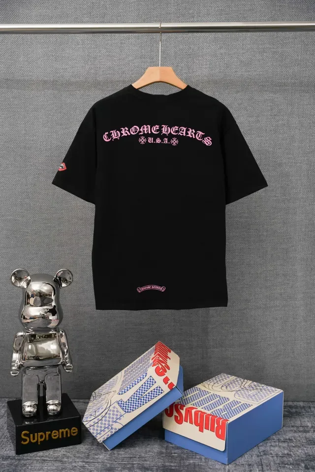 T-shirt Chrome Hearts Pocket Tee col rond blanc et rouge 2