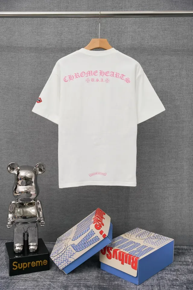 T-shirt Chrome Hearts Pocket Tee col rond blanc et rouge 4