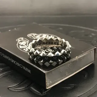 Chrome Hearts Spiked Crown Oxidized Silver Ring