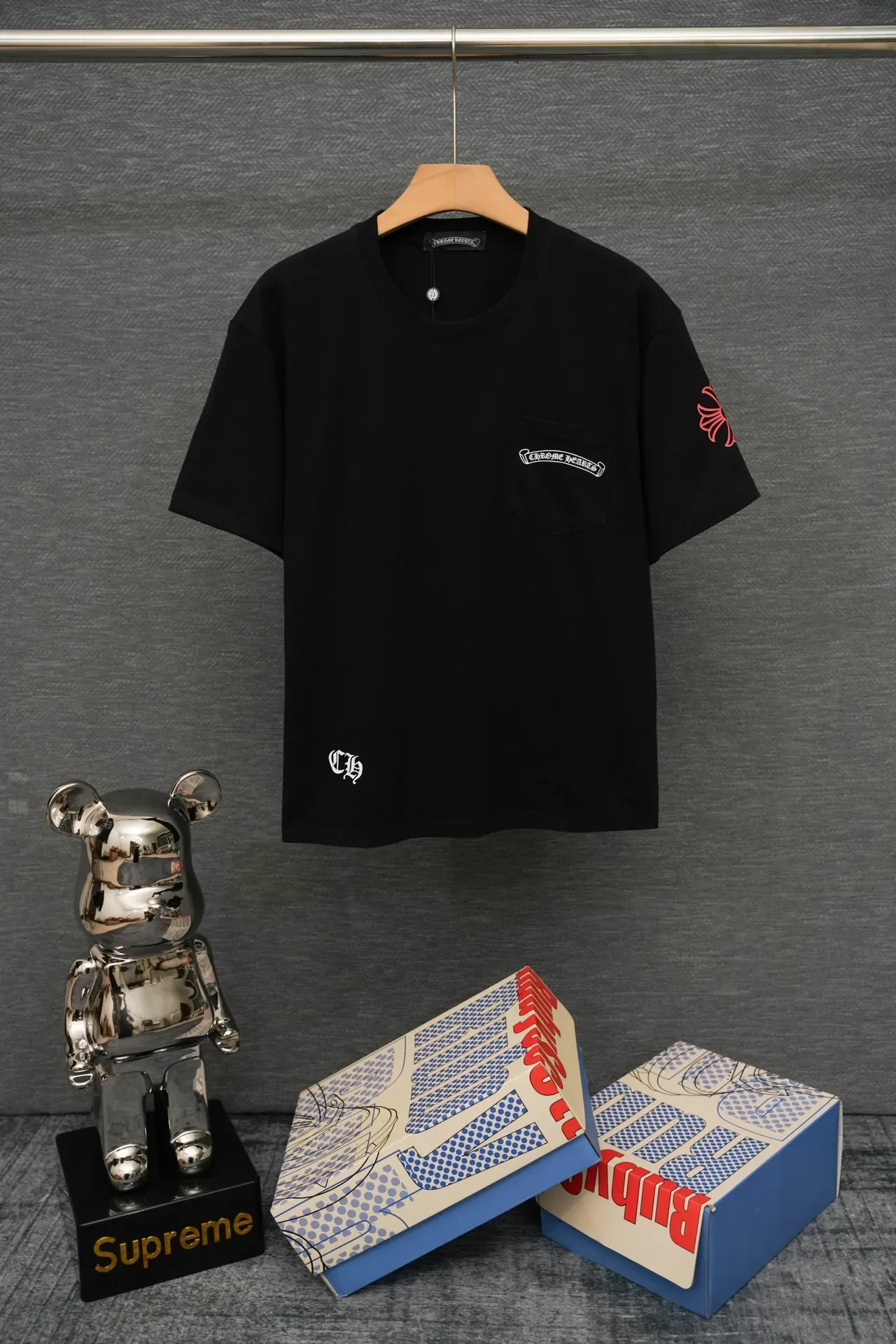 T-shirt noir à motif bannière Chrome Hearts U.S.A. 2