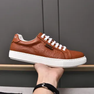 Coach Embossed C-Circle Leather Brown and White Lifestyle Sneakers