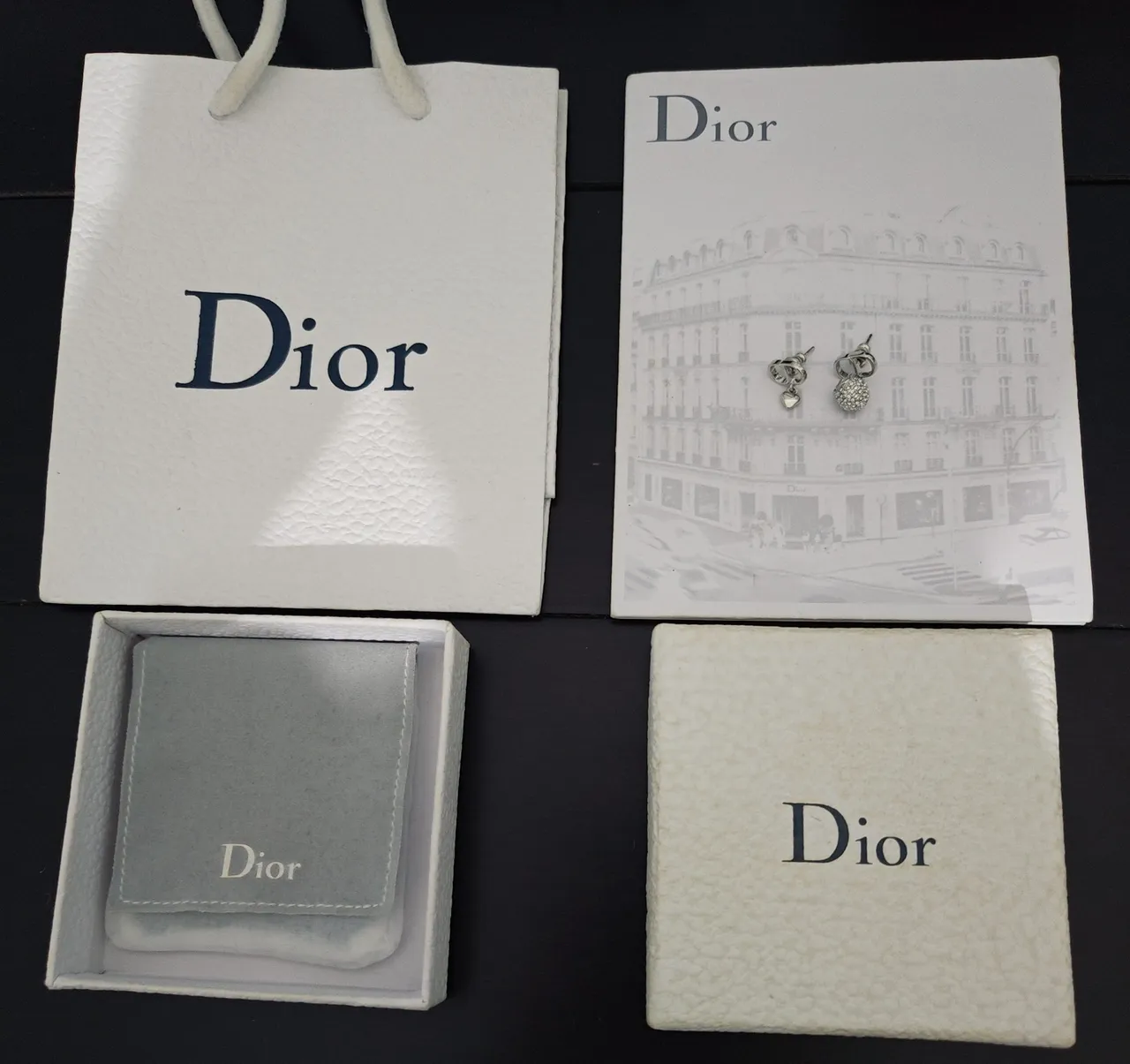 Dior Asymétriques Pavé Cristal et Charme Cœur Boucles d'Oreilles 3