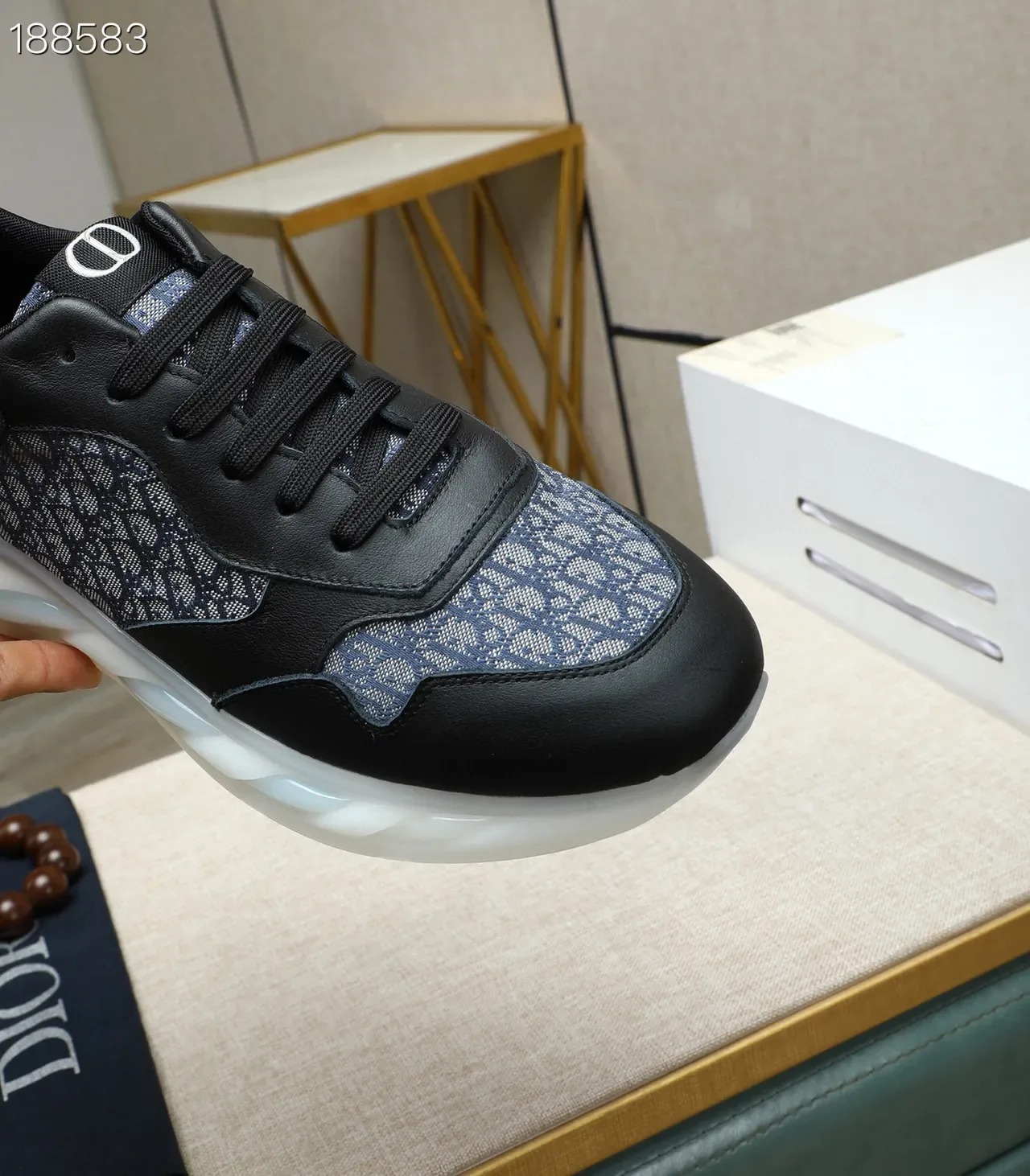 Dior B23 Black and Navy Monogram Mesh Lifestyle Sneakers 8