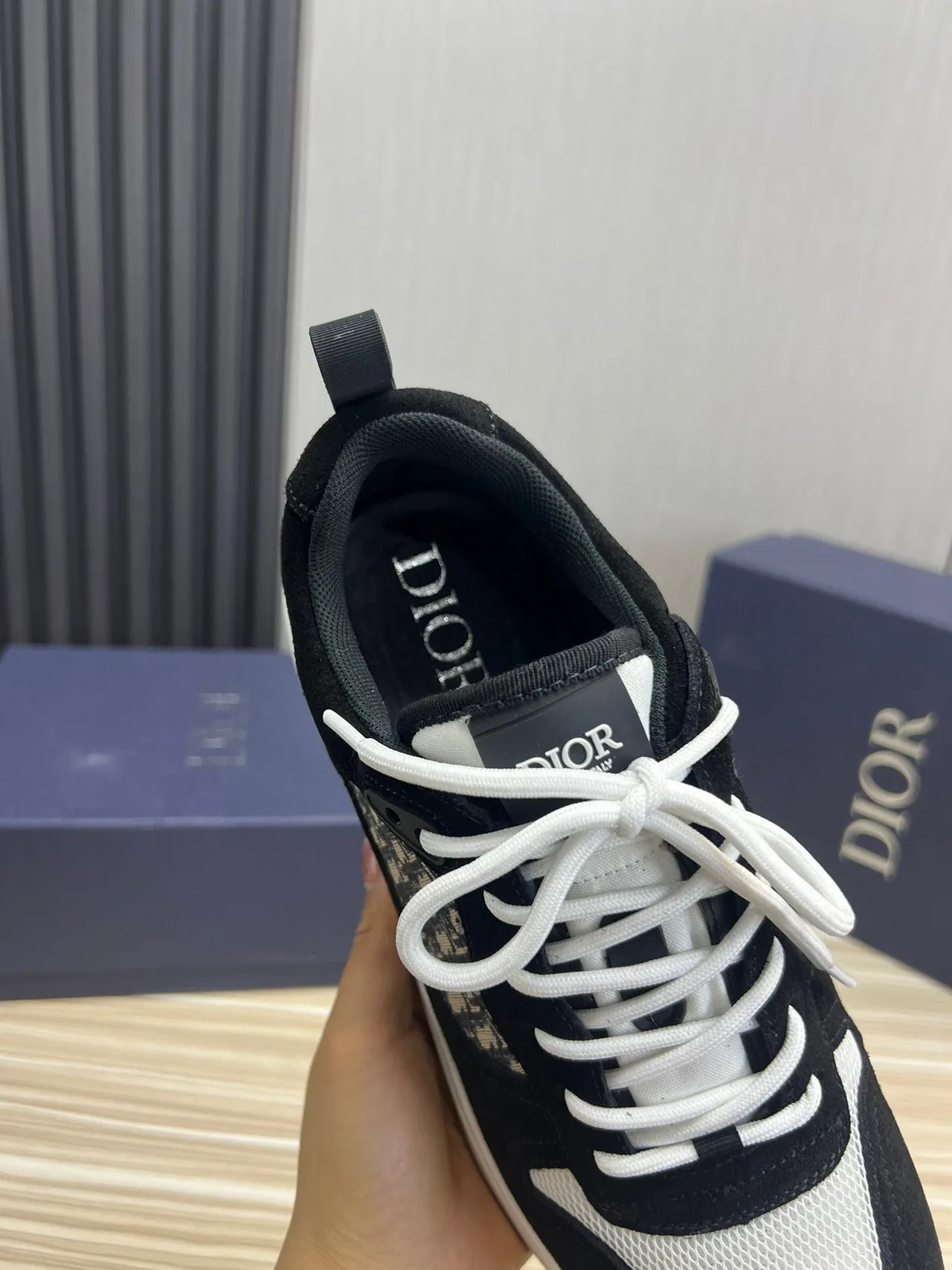 Dior B23 Black and White Monogram Chunky Sneakers 5