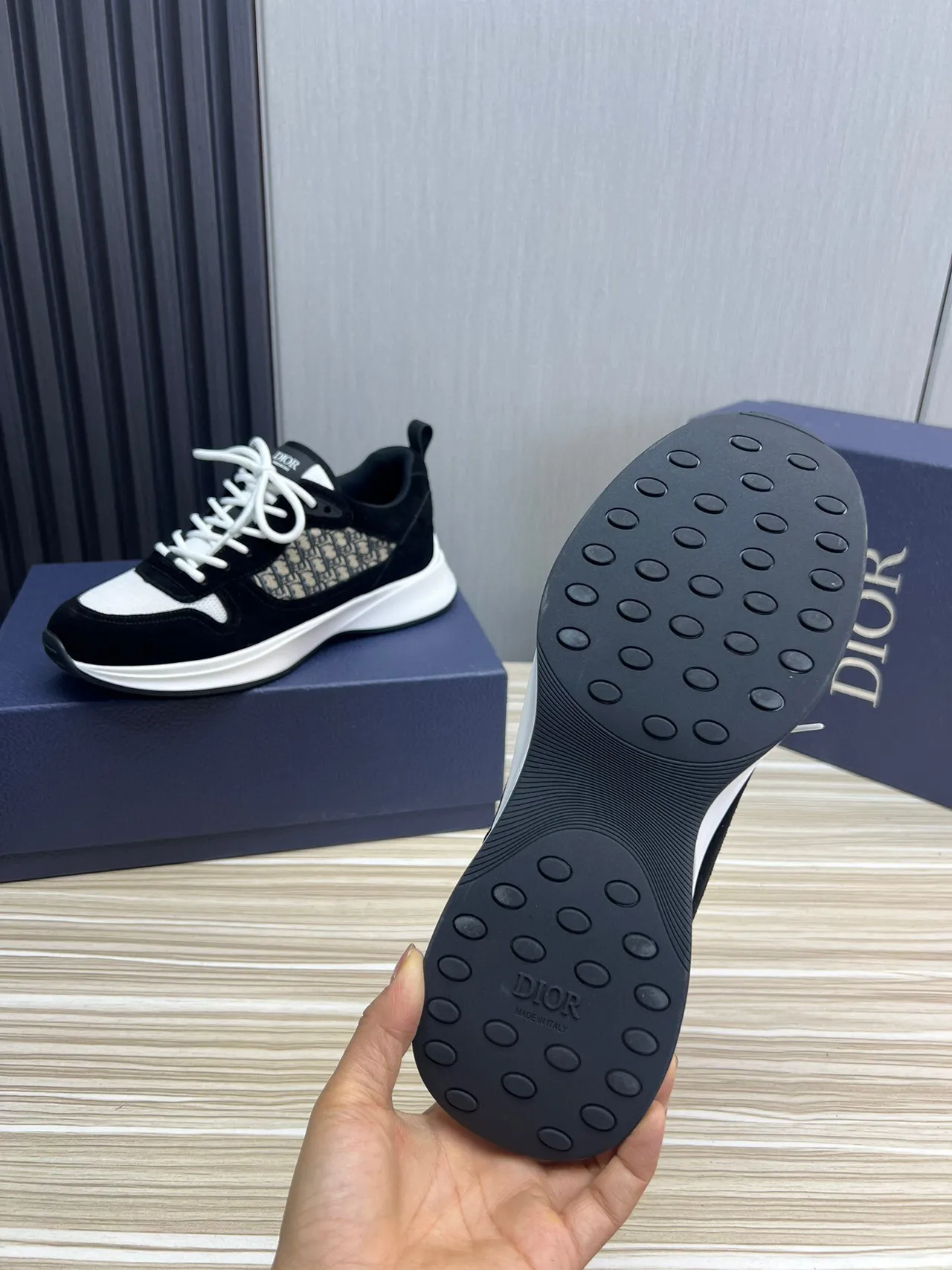 Dior B23 Black and White Monogram Chunky Sneakers 6