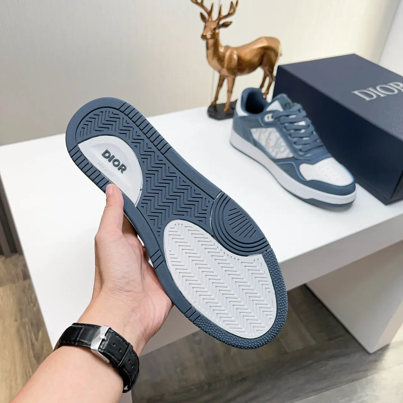 Dior B23 Blue and White Monogram Lifestyle Sneakers 2