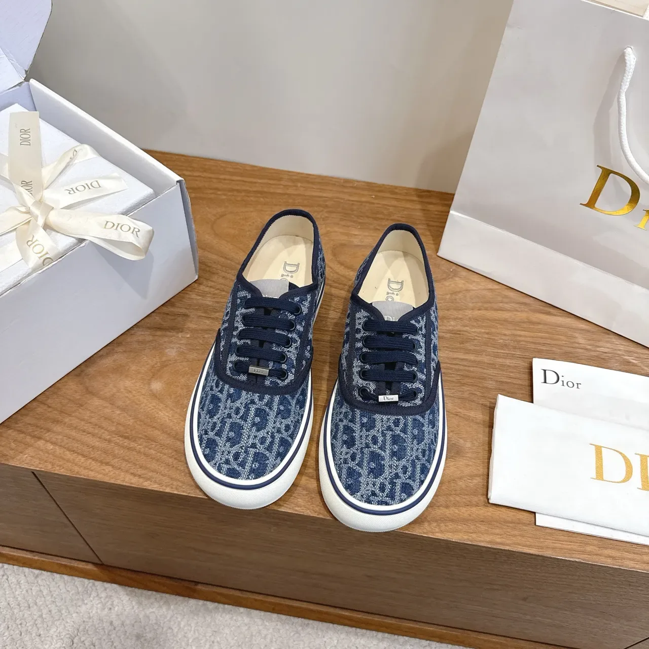 Dior B23 Monogram Canvas Navy White Lifestyle Sneakers 5