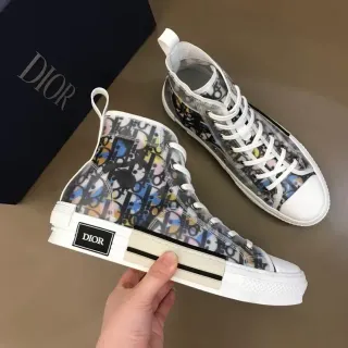 Dior B23 पारदर्शी तिरछा प्रिंट हाई-टॉप लाइफस्टाइल स्नीकरज़